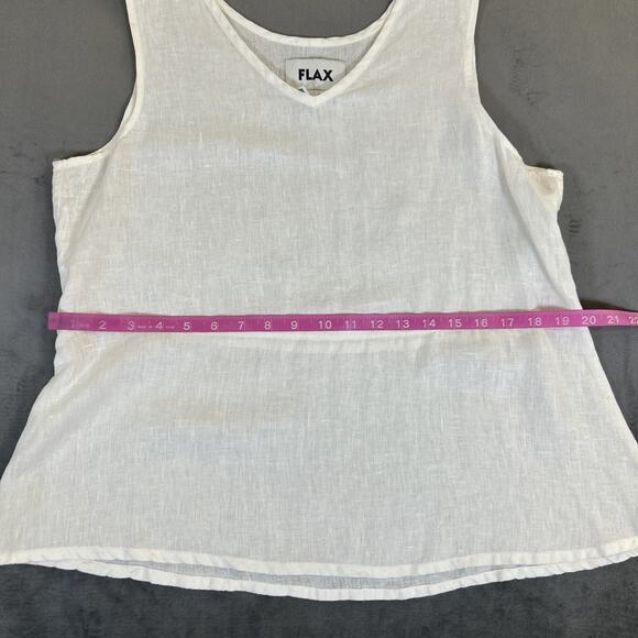 Flax Women's Tank Top Linen Sleeveless Tunic Ivory Medium Lagenlook BnftsCharity - Picture 5 of 7